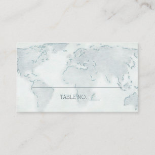 Cartão De Lugar Placas de Casamento do Mapa Mundial de Aquarela