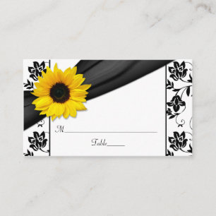 Cartão De Lugar Placas de Casamento Floral de Sunflower Black Dama