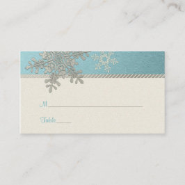 Cartão De Lugar Placas de Casamento no inverno de Neve Azul Pratea