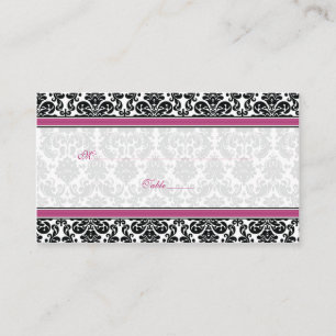 Cartão De Lugar Placas de Casamento tema damasco brancas, cor-de-r