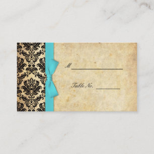 Cartão De Lugar Placas de Casamento tema damasco para Arco Turquoi