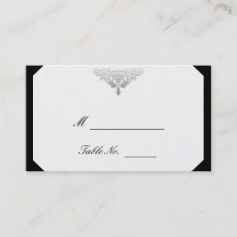 Cartão De Lugar Placas de Casamento tema damasco preto e prateado