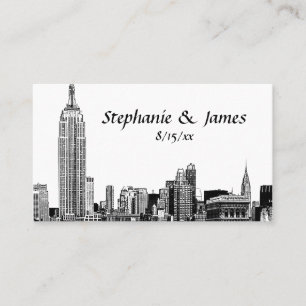 Cartão De Lugar Placas De Escolta NYC Skyline Etched 01B