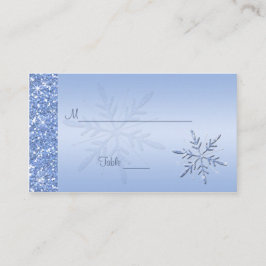 Cartão De Lugar Placas De Flocos De Neve Azul Com Lente De Neve