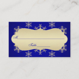 Cartão De Lugar Placas de Flocos de Neve Azul, Dourado, com aspect