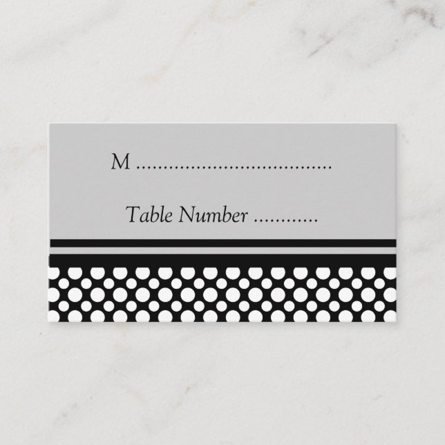 Cartão De Lugar Placas de Mesa Personalizadas do Bolinhas Branco (Frente)