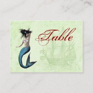 Cartão De Lugar Placas de Número de Tabela de Mermaid Pirata