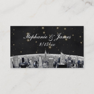 Cartão De Lugar Placas Douradas de navegação NYC Skyline 2 Black S