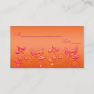 Cartão De Lugar Placas Florais Cor-de-Rosa e Laranja
