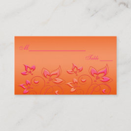 Cartão De Lugar Placas Florais Cor-de-Rosa e Laranja