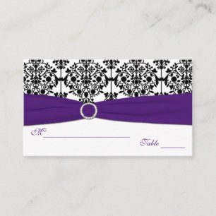 Cartão De Lugar Placas para Damasco Roxo, Branco e Preto