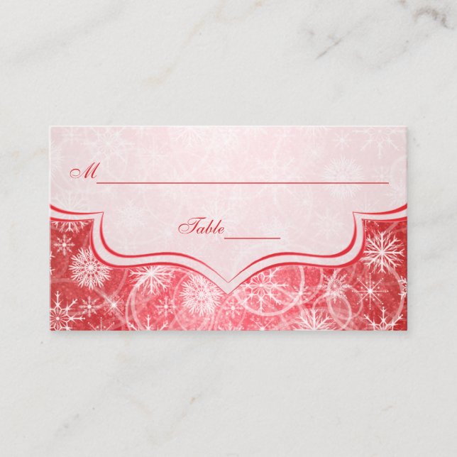 Cartão De Lugar Placas para flocos de neve vermelhos e brancos (Frente)