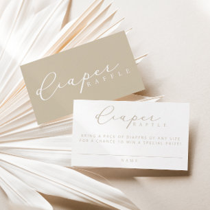 Cartão De Lugar Placas Raffle de Fralda de Script Minimalista