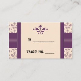 Cartão De Lugar Plum e Placas de Casamento tema damasco de Champan