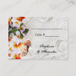 Cartão De Lugar Plumeria Orchid Lei no Sand Beach PlaceCards