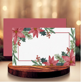 Cartão De Lugar Poinsettia Winter Red Christmas Floral Weding