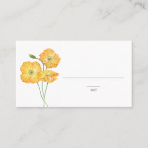 Cartão De Lugar Poppies Florais de Aquarela Laranja Casamento Flor