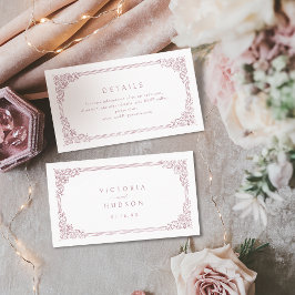 Cartão De Lugar Pormenores sobre Casamento Legante da Frame Vintag