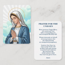 Prayer for the Unborn – Catholic Prayer Card