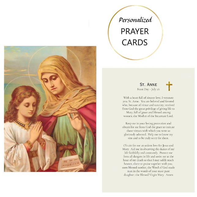 Cartão De Lugar Prayer to St. Anne, Catholic Prayer Card (Criador carregado)