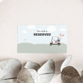 Cartão De Lugar Primeiro aniversario De Golfe Rosa-Buraco-Em-Um, D