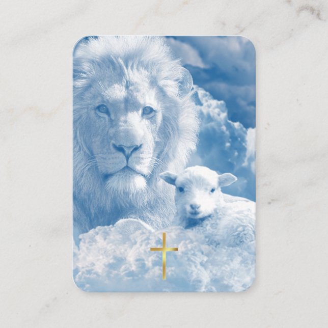 Cartão De Lugar Psalm 23 Lion & Lamb Prayer Card (Frente)