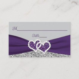Cartão De Lugar Púrpura, Prata, Cinzas Adoram Casamento