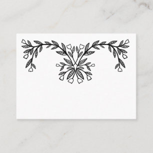 Cartão De Lugar Quadro Floral de Chic Elegante Personalizado B&W