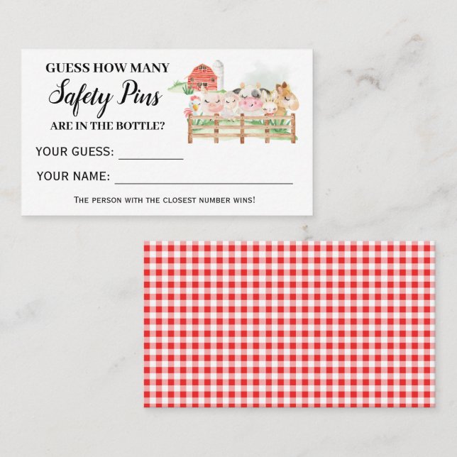 Cartão De Lugar Quantos Pinos De Segurança Cam (Frente/Verso)