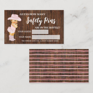 Cartão De Lugar Quantos Pinos De Segurança Cowgirl Ficha De Chá de