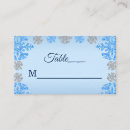 Cartão De Lugar Quinceañera Ice Blue Silver Floco de Neve de inver