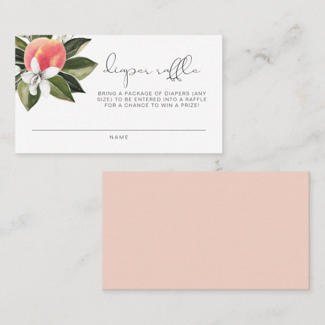 Cartão De Lugar Raffle Chá de fraldas de Pêssego SAVANNAH (Frente/Verso)