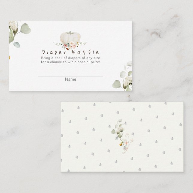 Cartão De Lugar Raffle de Fralda PixDezines, Abóbora Branca de Aqu (Frente/Verso)