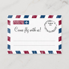 Cartão De Lugar Red Blue Airmail Escort/Seating Card Weding