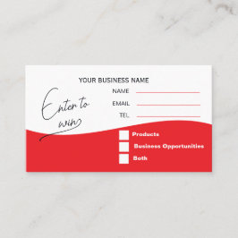 Cartão De Lugar Red Logo Raffle Enter to Win Ticket