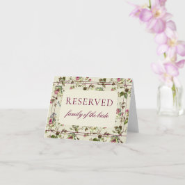 cartão de lugar reservado para casamento vintage d