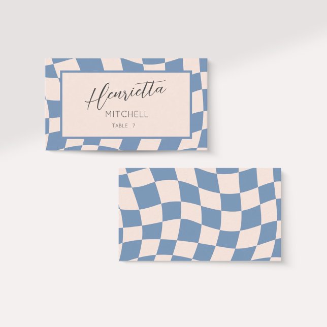 CARTÃO DE LUGAR RETRO GROOVY 70S TONELADAS AZUIS (Criador carregado)