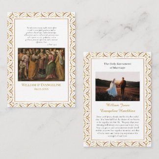 Cartão De Lugar Roman Catholic Wedding Photo Prayer Card