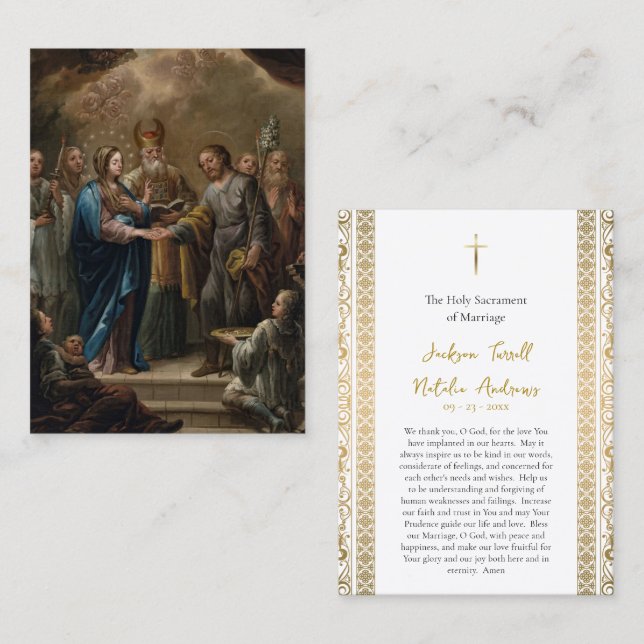 Cartão De Lugar Roman Catholic Wedding Prayer Card (Frente/Verso)