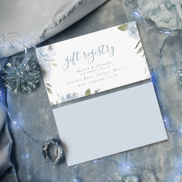 Cartão De Lugar Romantic dusty blue floral bridal shower registry