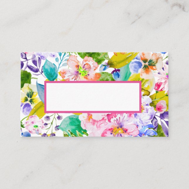 Cartão de Lugar Romântico Floral Rosa (Frente)