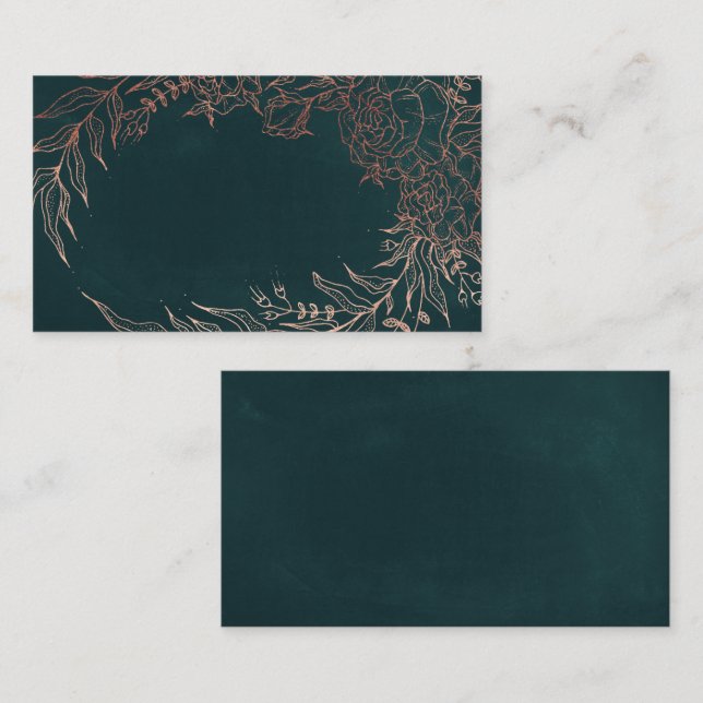 Cartão De Lugar Rosa Dourada Wreath Emerald Green Weding (Frente/Verso)