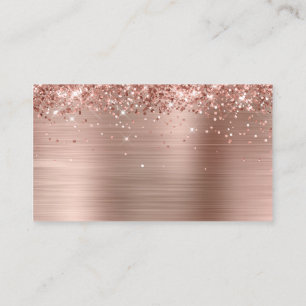 Cartão De Lugar Rosa Dourado Brilhante Folha em Branco