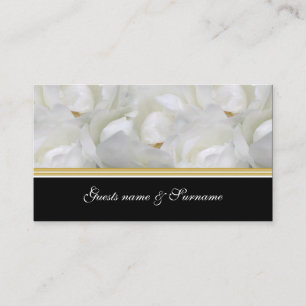 Cartão De Lugar Rosa elegante, ouro branco, com lugar para convida