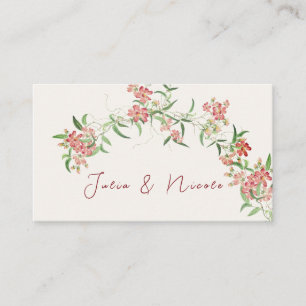Cartão De Lugar Rosa Flor Silvestre Primavera Grinalda Casamento