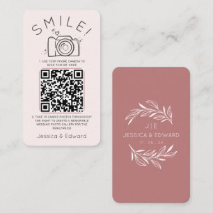Cartão De Lugar Rosa Romântico Fotografias memoráveis Qr Code casa