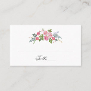 Cartão De Lugar Rosas rosa. Flores de jardim. Chic de casamento