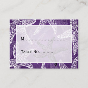 Cartão De Lugar Roxo da estrela do mar de Placecards do casamento