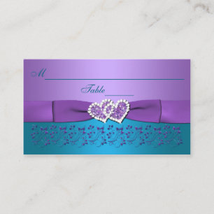 Cartão De Lugar Roxo, Teal Floral, Cartazes De Casamento