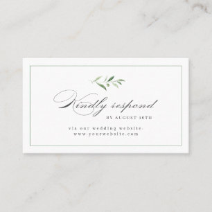 Cartão De Lugar RSVP de casamento do Classic Elegance Script Green
